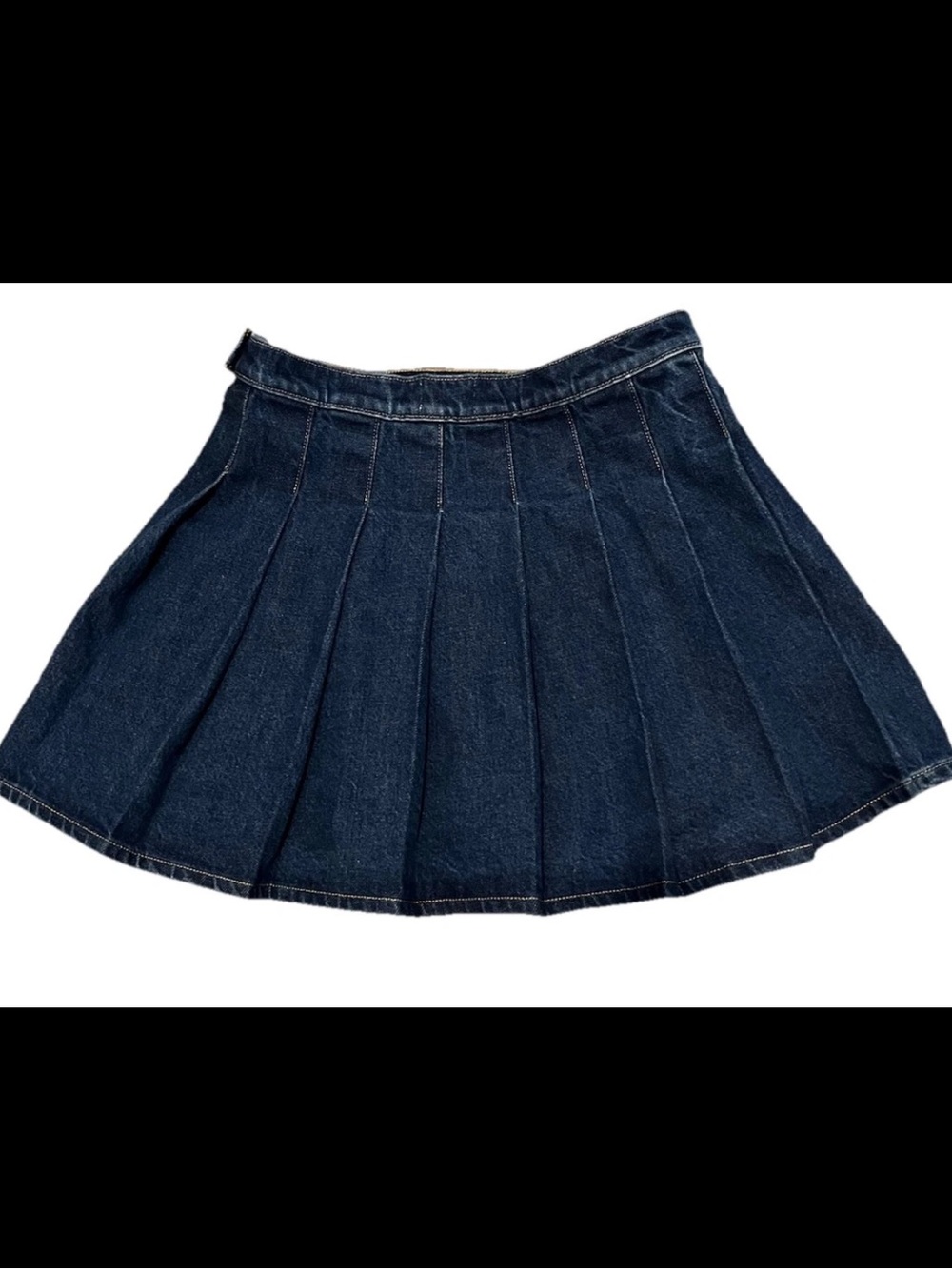Aritzia Sunday Best Dark Blue Pleated Denim Skater Skirt